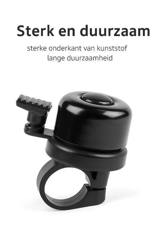 Zwarte, glanzende fietsbel met stevige kunststof onderkant