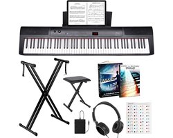 Finesse Digitale Piano - 88 Gewogen Toetsen - Statief & Kruk - Keyboard Piano - Elektrische Piano - Kind