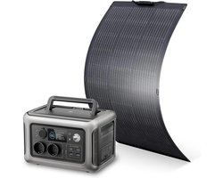 Allpowers® Solar Powerstation R600 + Flexibele Zonnepaneel 100W - Output 600W - Capaciteit 299Wh - 1200W Piek - Snelladen - Draagbare Power Station Generator - USB - AC 220V - DC - Noodpakket - Camping - Noodstroom - LFP Accu - Zonnegenerator