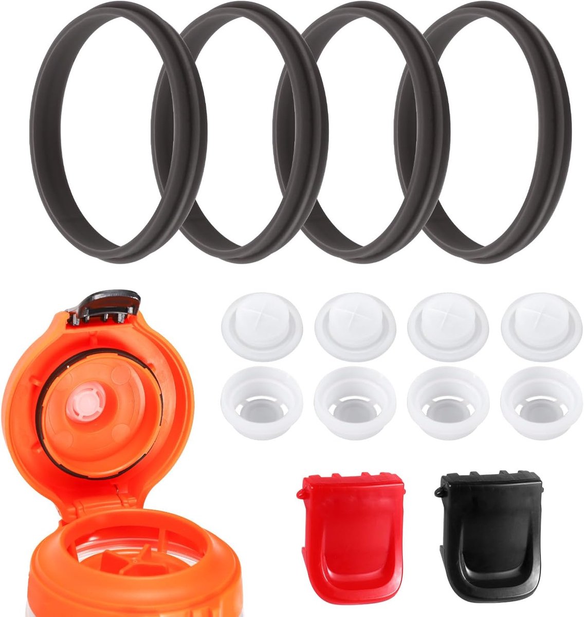 Image of 10st Vervanging Van de Deksel Van de Fles - Compatibel met Gatorade Waterfles - Doseerventielen Siliconen Ventiel en Plastic Inzetstuk & Flesafdichtingen & Clip voor Gatorade GX 30oz Accessoires