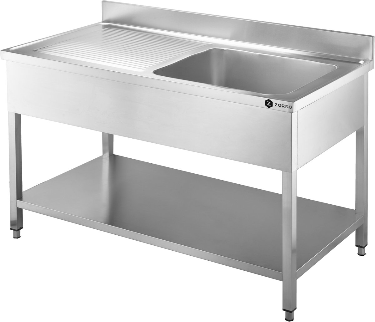 ZORRO Spoeltafel ZST 120/70/R – RVS Spoelunit met Spoelbak Rechts & Afdruipvlak Links – 120x70x85 cm – Horeca
