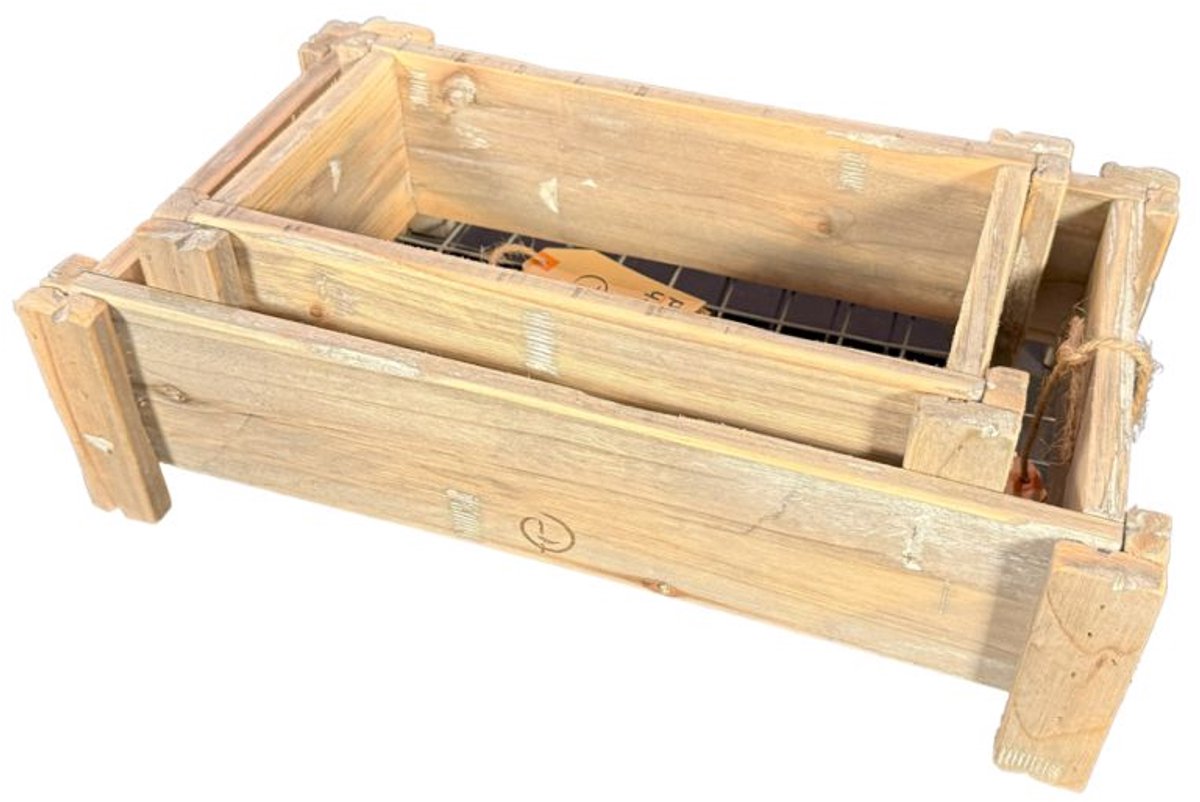 Badkamer kistje - robuust hout en metaal – Dutch Mood stijl set van 2 stuks - 37 en 29 cm lang