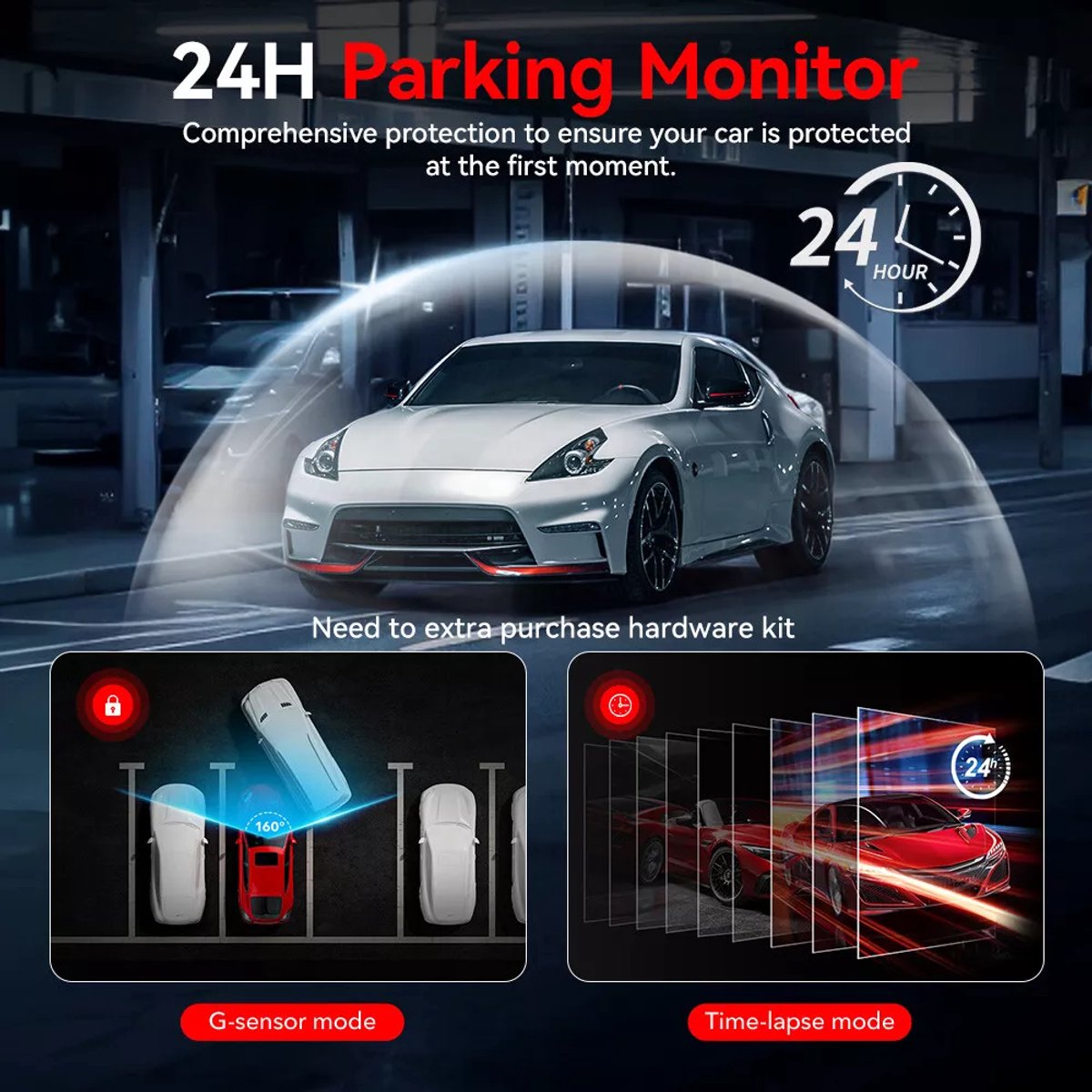 Redtiger A4 4K Touch Wifi Gps 2CH 64gb dashcam - 2,2 inch touch screen Lcd - 4K resolutie - 64gb Micro SD kaart thumbnail 6