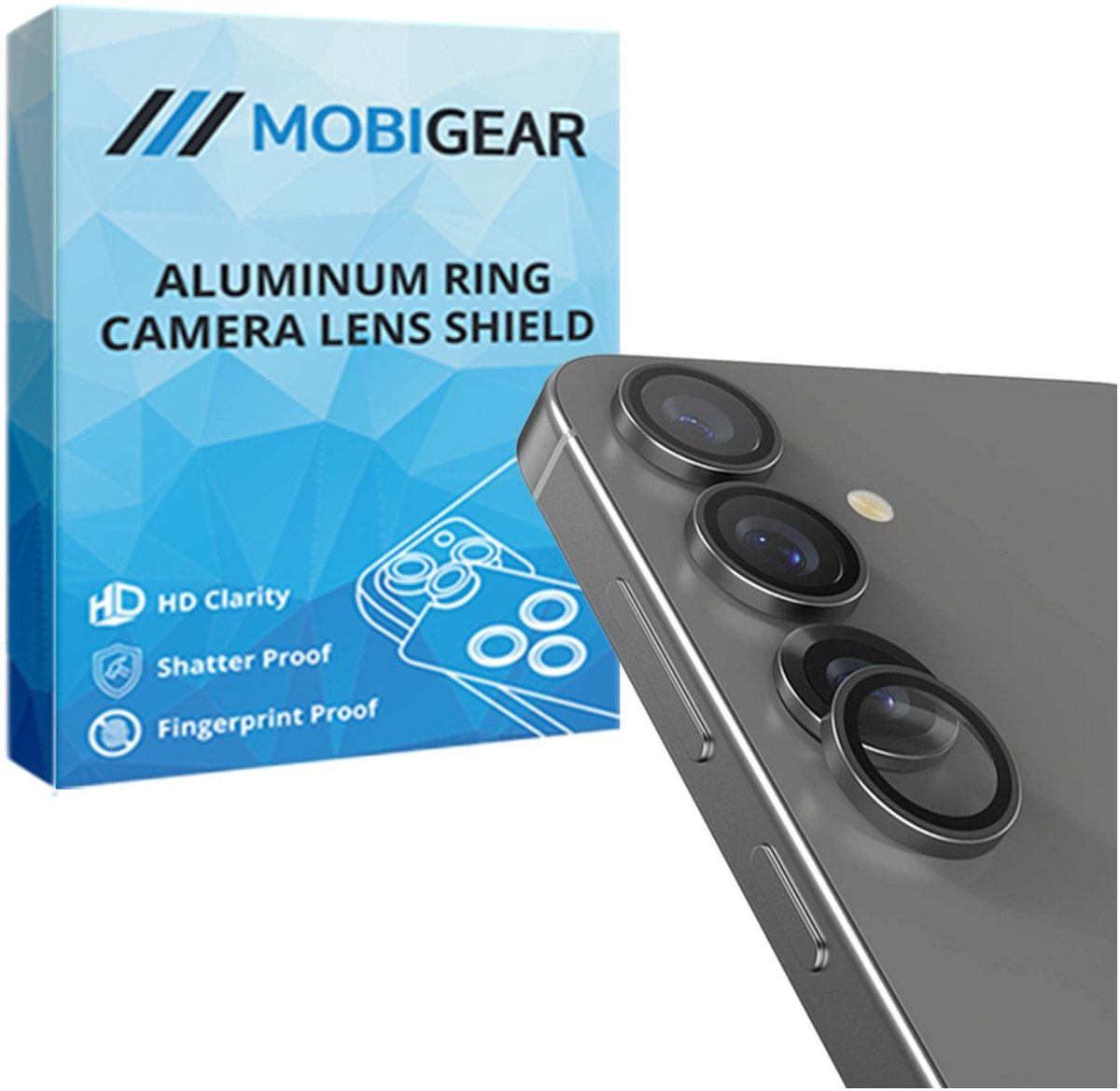 Mobigear Screenprotector geschikt voor Samsung Galaxy S25 Plus Glazen | Mobigear Single Camera Lens Protector - Case Friendly - Zilver