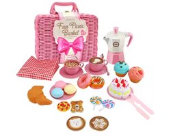 Jawes – Picknick Speelset Kinderen – Roze - Rollenspel – Servies – Koffiekannetje – Picknickmand – Educatief Speelgoed – Picknick Spel – Doen Alsof Spel – Speelset vanaf 3 jaar