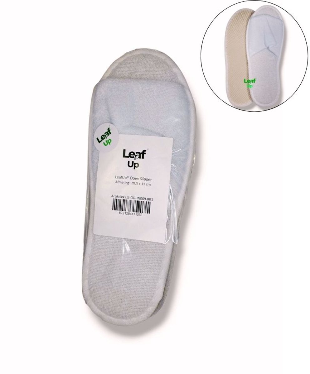 LeafUp® Open Wegwerp Slipper - Hotel Slippers - Sauna - Wellness - Open Neus - Maat 36-42 - Wit - per paar (B2)