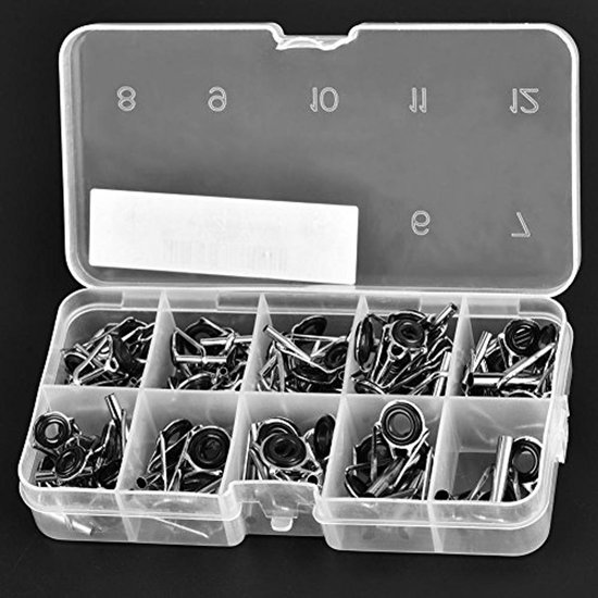80 stuks hengel, reparatiepunt ring, roestvrij staal, keramiek, hengelring, vishengel, punt, reparatieonderdelen, hengelpunten, reparatieset voor zoet water, zout water — afbeelding 5