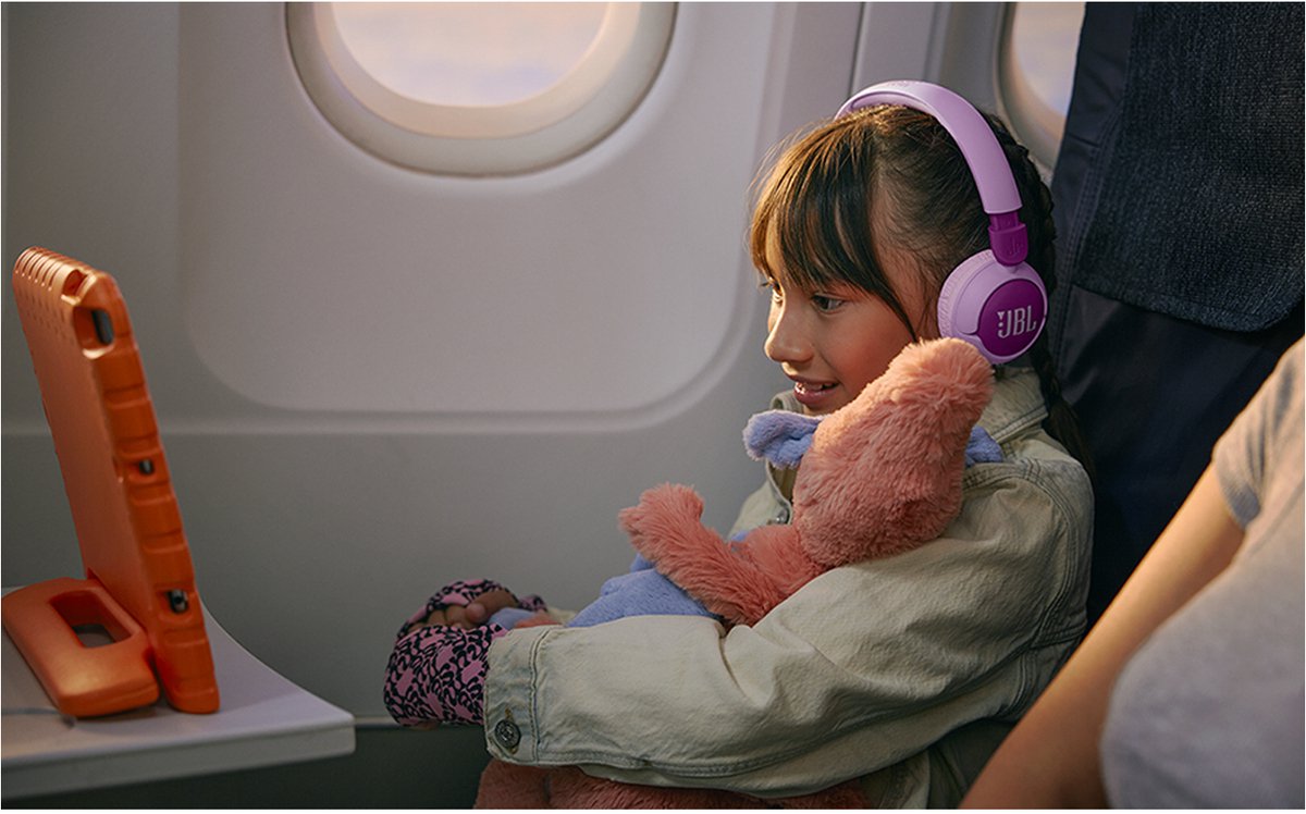 JBL JR 320BT - Draadloze Kinderkoptelefoon - Koptelefoon Kind - Bluetooth - Veilig Volume 85 dB - On ear - Kinder Hoofdtelefoon met Microfoon - 50 uur batterij - Voor Tablet, Laptop, School & Online Les - Roze Paars – foto 4