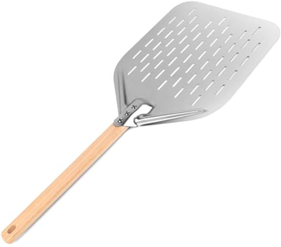HOUSLUX Pizzaschep voor pizza, 40 x 30 cm, pizzaschep met groot oppervlak en afneembare handgreep (zwart