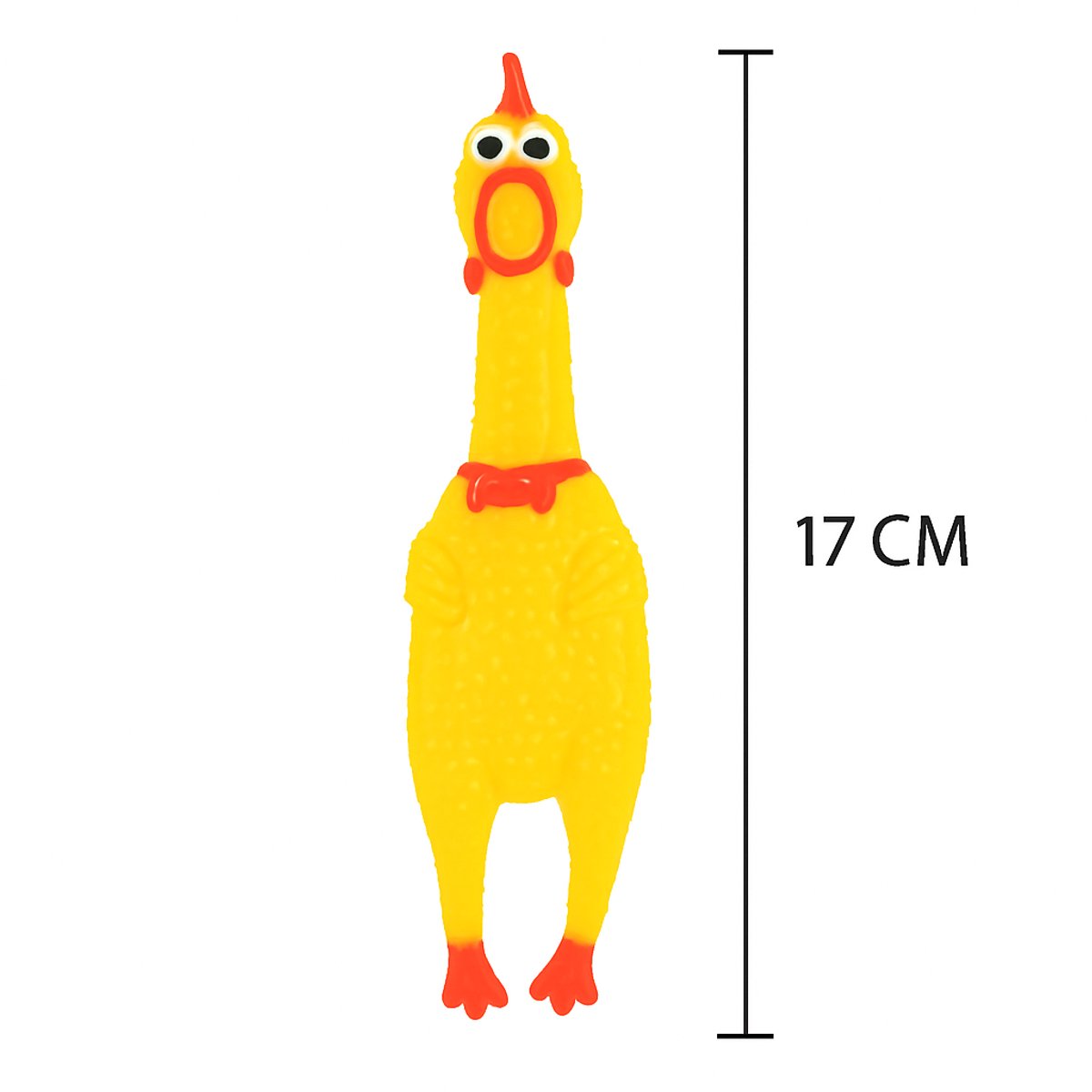 THAR Schreeuwende Kip 17 cm – Grappig Speelgoed voor Kinderen & Huisdieren – Rubber Kip met Geluid – Compact Cadeau – Anti-Stress Gadget