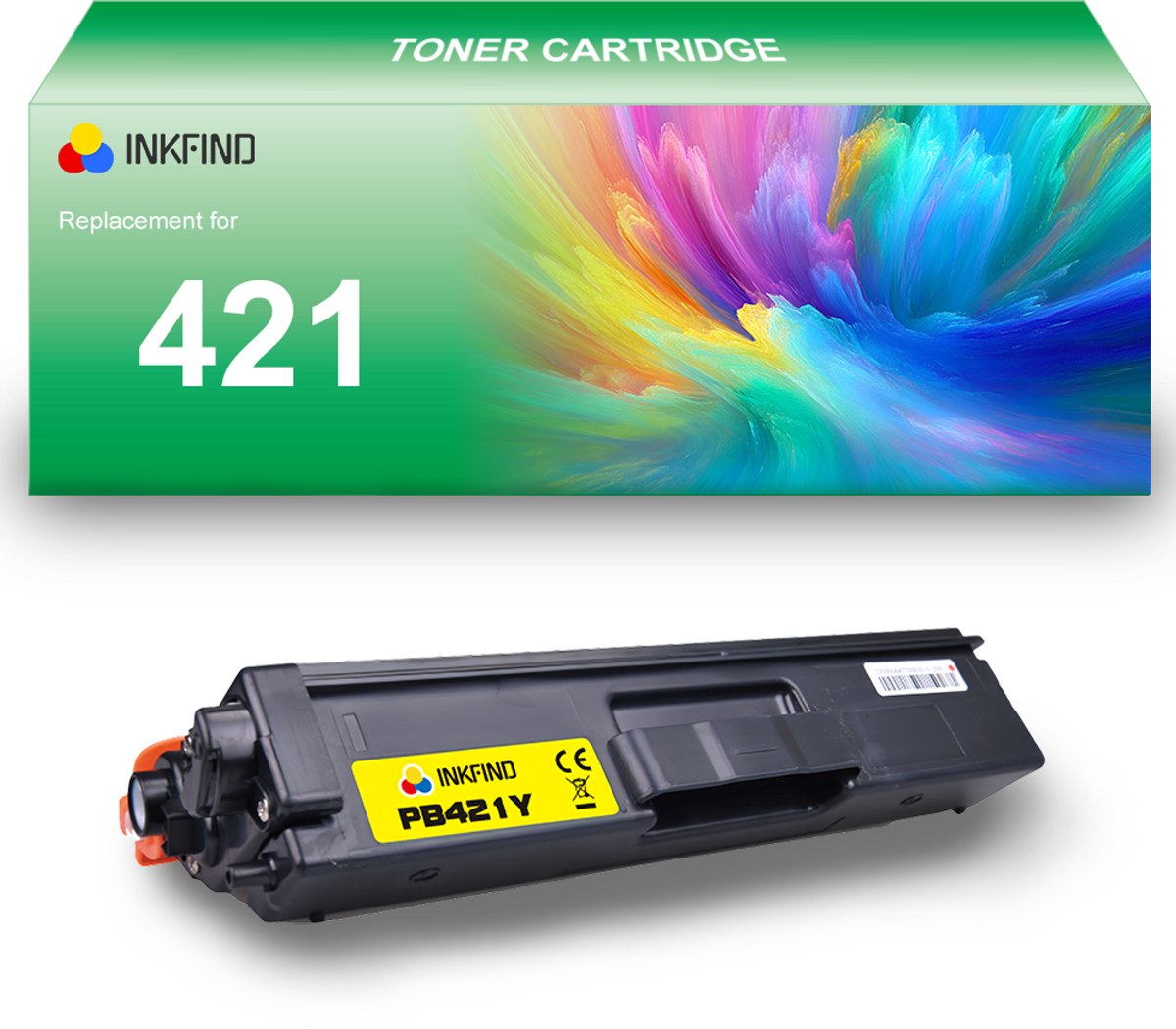 INKFIND TN421 Geel tonercartridge compatibel met Brother TN421 TN-421 Geel toner cartridge - 1-pack Geel