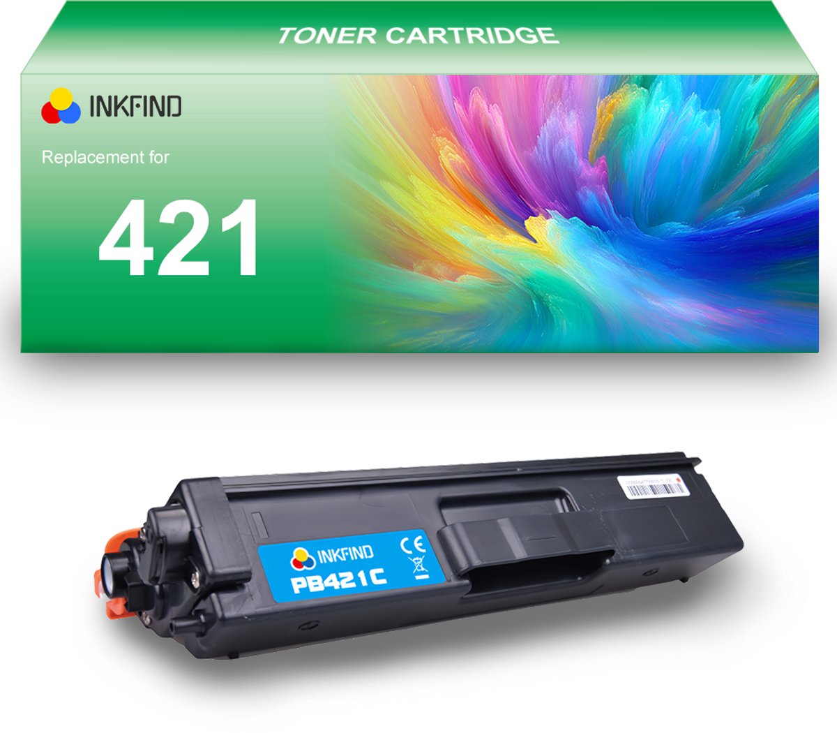 INKFIND TN421 Cyaan tonercartridge compatibel met Brother TN421 TN-421 Cyaan toner cartridge - 1-pack Cyaan