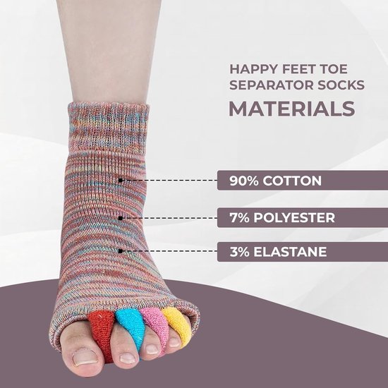 1 paar - Teencorrectiesokken - Teenspreidersokken met vingersscheider - Yoga teensokken - Fitnesssokken - Voor yoga, sport, sportschool van Gizzysocks — afbeelding 3