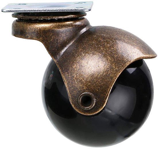4 stuks meubelwielen van massief messing, antieke vintage rubberen wielen, zwenkwielen, transportwielen, 360 graden draaiwiel, 25 mm wielen, 150 kg belasting, met schroeven, geschikt voor retro