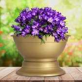 KADAX Outdoor plantenbak, weerbestendige kunststof plantenpot met brede bodem voor grafsteen, brede plantenbak voor chrysanten (26 cm, goud)