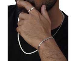 3-Delige Roestvrijstalen Sieraden Set - Zilver Kleurig - Ring, Ketting en Armband - Festivals, School, Vakantie of Dagelijks Gebruik - Cadeau Tip