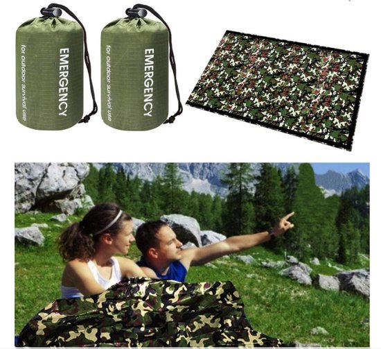 Sac de couchage d'urgence WNHB® pour 2 personnes - Sac de bivouac d'urgence pour l'hiver et Kit de Survie - Sac de couchage de survie thermo-isolant - Compact et étanche