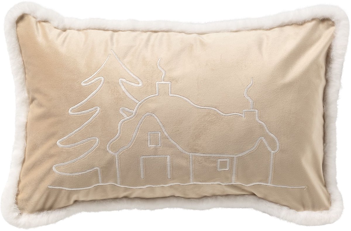 Textino ALPES - sierkussen 30x50 cm - kerst - Bleached Sand - beige Lichtbeige