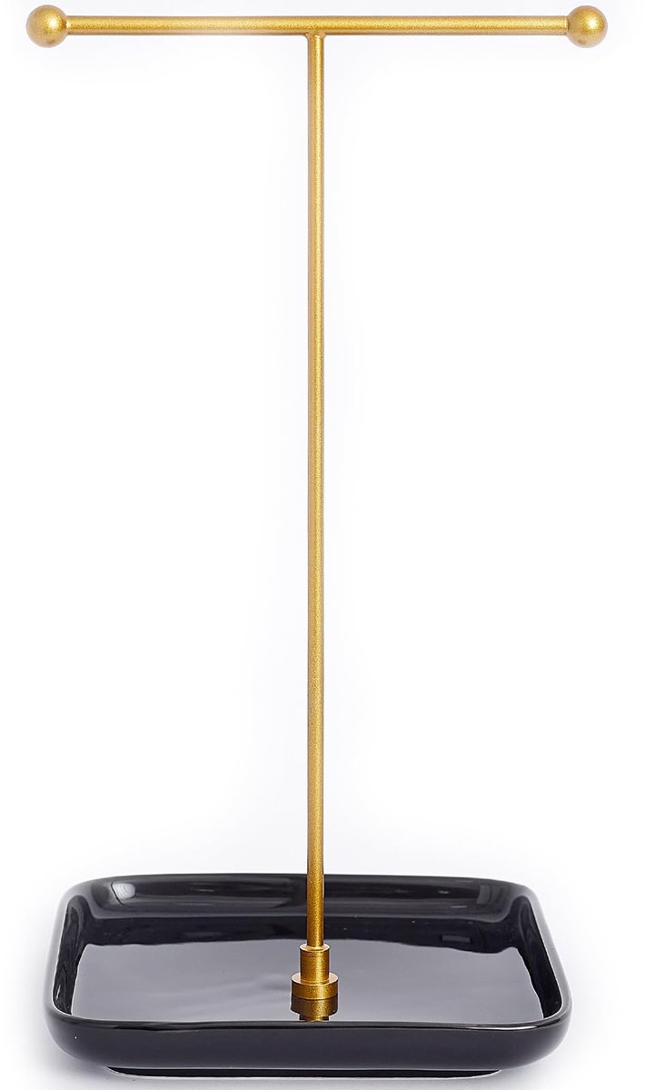 HQSHNY Sieradenstandaard - Keramische basis 31 cm hoog, sieradenorganizer, esthetische sieradenhanger voor kettingen, armbanden, ringen, kettingdisplay - Mysterieus zwart