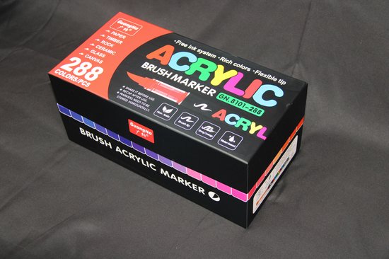 Guangna Bruch markers - 288 Kleuren Acrylstiften - Acrylmarkers - Acrylverf Markers voor Glas, Hout, Steen, Keramiek, Stoffen, Metalen, Canvas