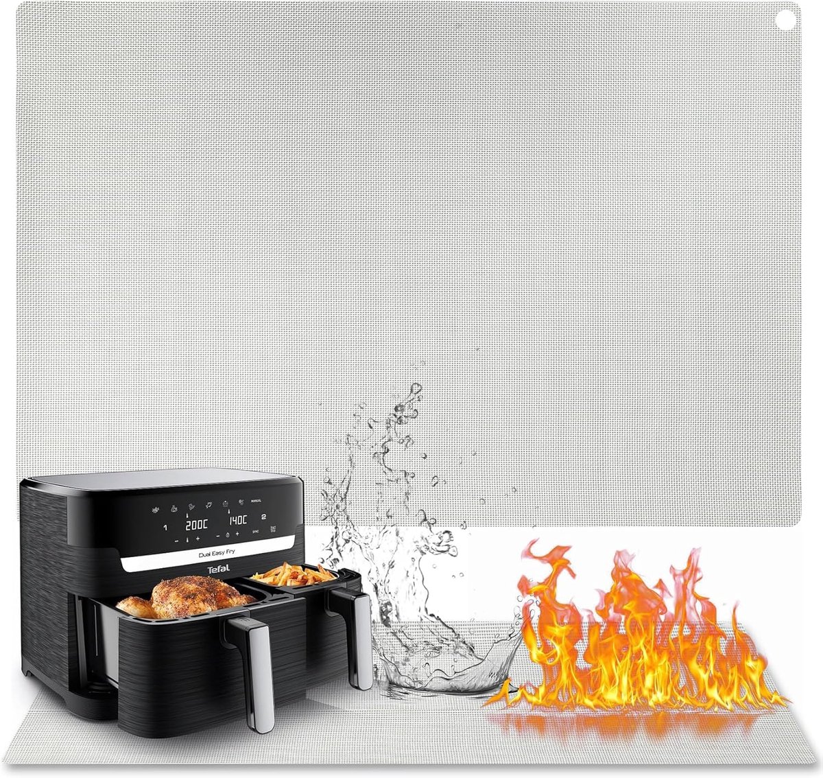 Hittebestendige mat, hittebestendige mat voor airfryer, 60x40cm brandwerende mat voor aanrechtbladen, aanrechtbeschermer, antislip en waterdicht