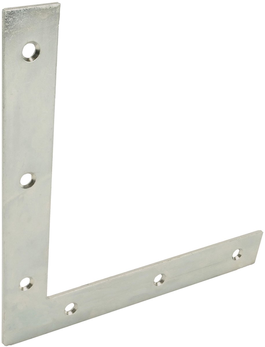 Raamhoek recht – 200x200 mm – 28 mm breed – 2,5 mm dik – verzinkt staal – per 2 stuks – versterkingshoek – hoekplaat