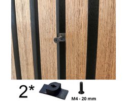 2 ophangclips voor akoestisch wandpaneel Boren niet nodig- 2 * m4 bout in 20 mm - Akupanel ophangfunctie - Inwendig schroefdraad - voor panelen met 15 mm ruimte tussen de latten