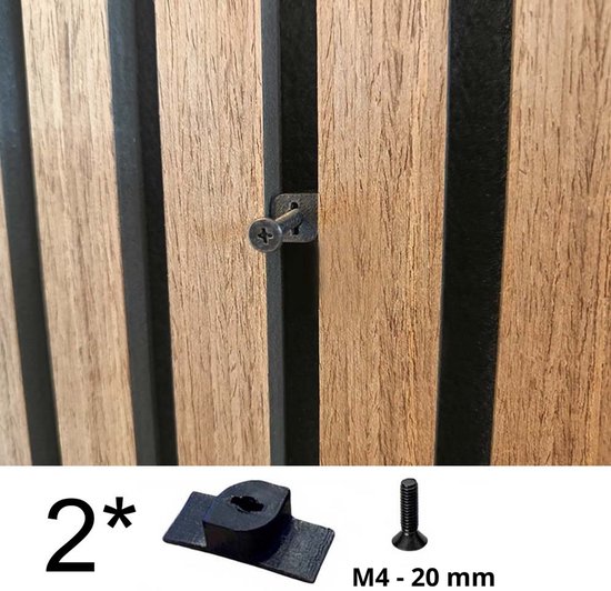 2 ophangclips voor akoestisch wandpaneel Boren niet nodig- 2 * m4 bout in 20 mm - Akupanel ophangfunctie - Inwendig schroefdraad - wandpaneel accesoiresakoestische panelen voor panelen met 15 spatie - akupanel accesoires: akoestisch wandpaneel