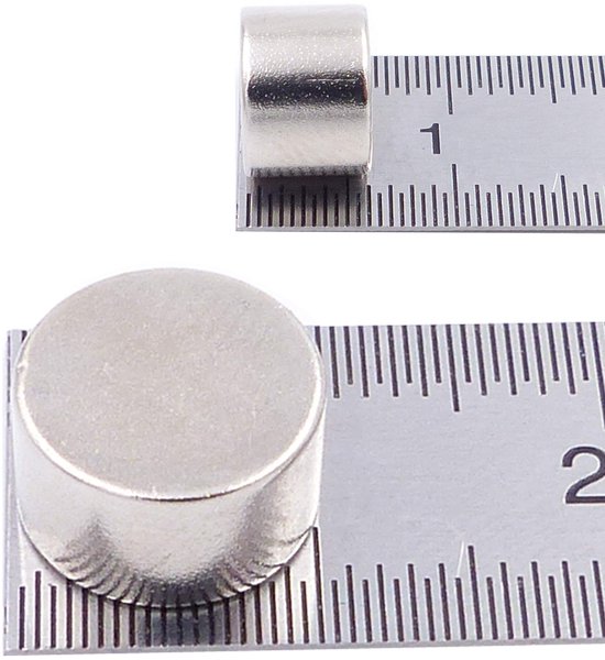 Poppstar 10 schijfmagneten, diameter 22 mm, hoogte 9 mm, extra sterk, hechtkracht tot 7 kg, zilver