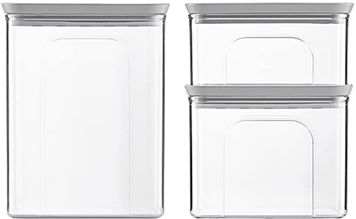 Stefanplast set van 3 rechthoekige glazen Tosca Wit/Steengrijs (0,7 + 1,2 + 2,2)