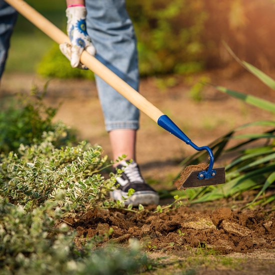 KADAX Tuinhak van metaal, hak met steel van hout, onkruidhaak voor het losmaken, luchten en wieden van de grond, tuinaccessoires voor het verwijderen van onkruid (W: 12 cm, trapeziumvorm) van Merkloos	 — afbeelding 3