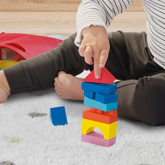 SES - Tiny Talents - Houten bouwblokken - 52-delige set - Montessori blokken - vrolijke kleuren - eindeloos te combineren Speelgoed 3 Jaar van SES — afbeelding 5