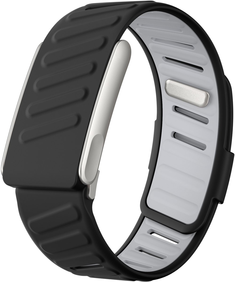 Strap-it Siliconen sport bandje met druksluiting - geschikt voor Whoop MG (zwart/grijs)