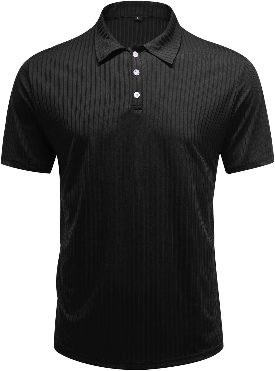 Allthemen Heren Polo Slank Model - Halfknopen Strepen - XL