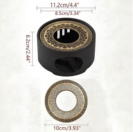 XEMM Rechaud - Warmhoudplaatje Theepot - Zwart met Koper Design - ø14,5 cm — afbeelding 5