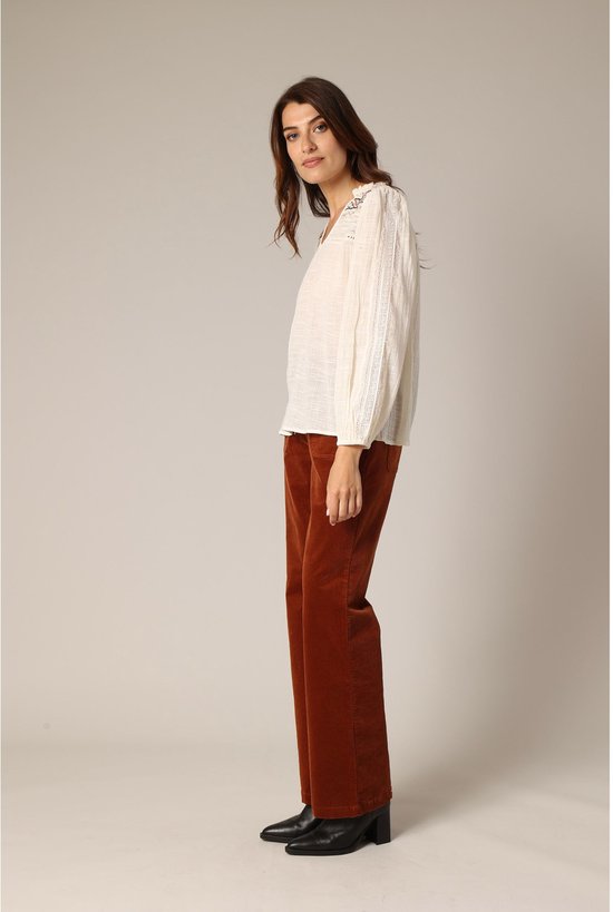 Chemisier bohème DEELUXE 100% coton avec broderie et manches longues M