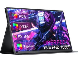 UPerfect 15,6" Portable Monitor – Draagbare Monitor & Draagbaar Scherm voor Werk, Gaming & Entertainment