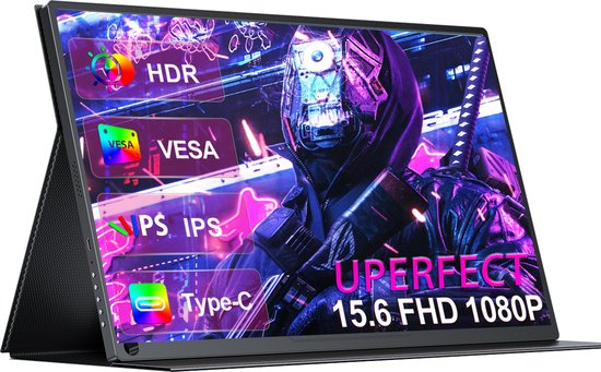 UPerfect 15,6″ draagbare monitor Full HD IPS scherm 1920×1080 60Hz 3ms HDMI Type-C draagbaar display
