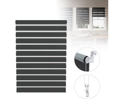 Zebra Rolgordijn – Verduisterend & Lichtdoorlatend – Zwart – 70 x 220 cm – Zonder Boren – Badkamer, Woonkamer & Slaapkamer