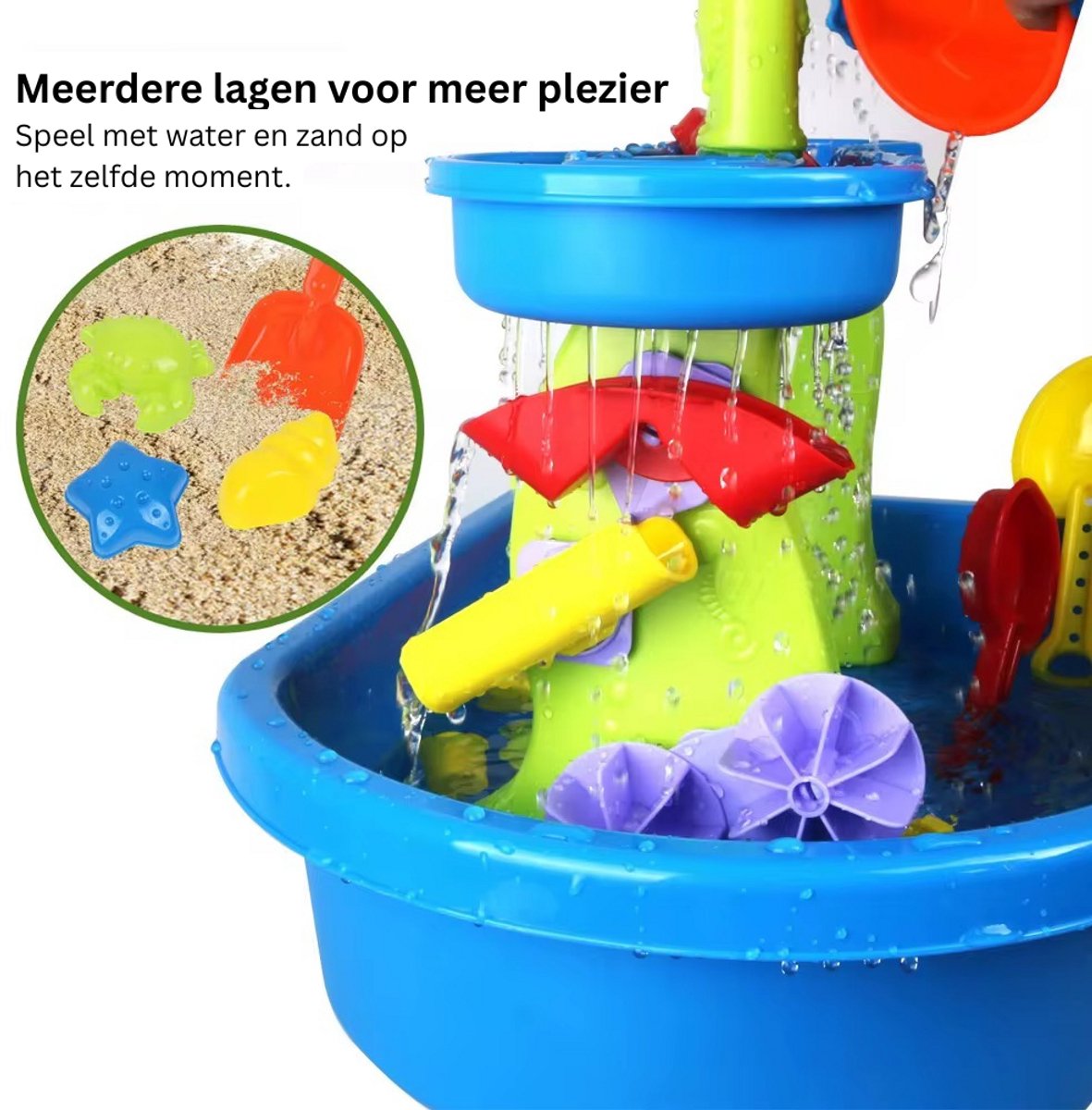 Watertafel & Zandtafel in één - 36-delig Buitenspeelgoed - Water speelgoed voor kinderen - 3-laagse watertafel - Hoogte van 71 cm — afbeelding 5