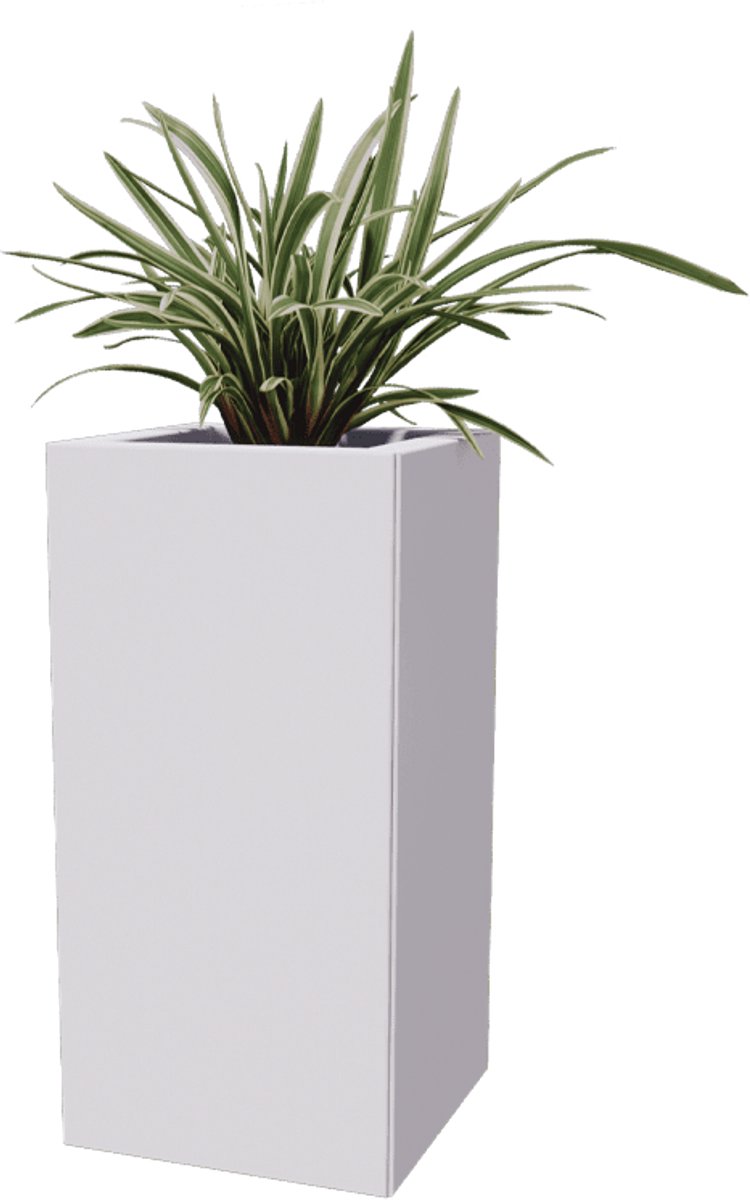 Gepoedercoat staal - plantenbak - Vierkant - 30x30x80cm - Zwart - Met bodem - MySteel