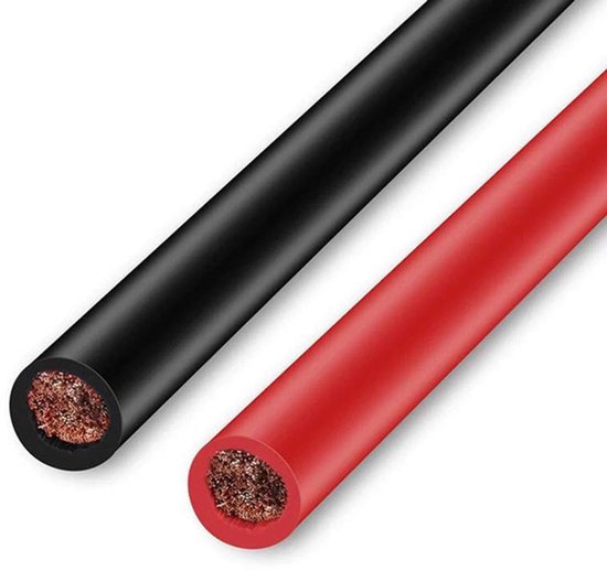 thumbnail: 2 Stuks Batterijkabel Met Ringkabelschoen - 5AWG 16mm² 50cm Rood & Zwart M8