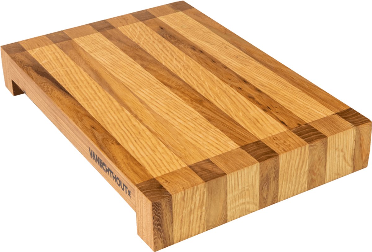 Tree planks - L-vormige Snijplank met Voet – Hollandse Iep & Amerikaanse Eik – Antislip – Handgemaakt – 5.5 cm hoog