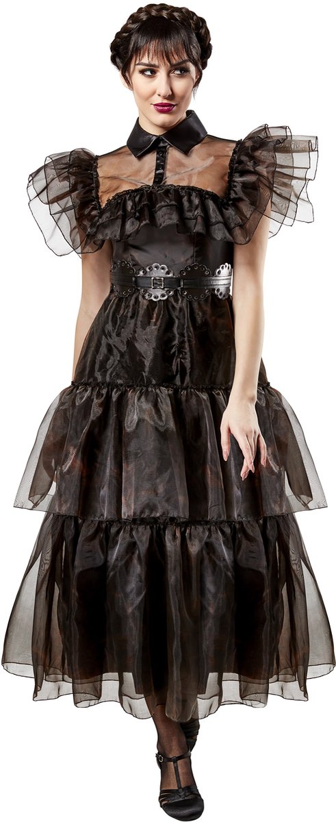 Rubies - Wednesday baljurk volwassen (maat S) - Carnaval - Wednesday Addams kostuum - Wednesday jurk