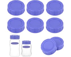6 Pcs Baby Bottle Caps - Vervangende Deksel - Geschikt voor Pigeon & Lansinoh Flessen - Voor Reizen en Opslag (Paars)