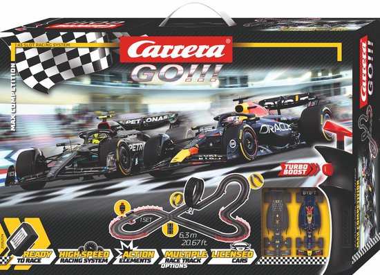 Carrera Go!!! Racebaan - GO!!! Max Competition - F1 Heroes Showdown - Max Verstappen vs. Lewis Hamilton - 6,3m - 22 onderdelen - 1:43