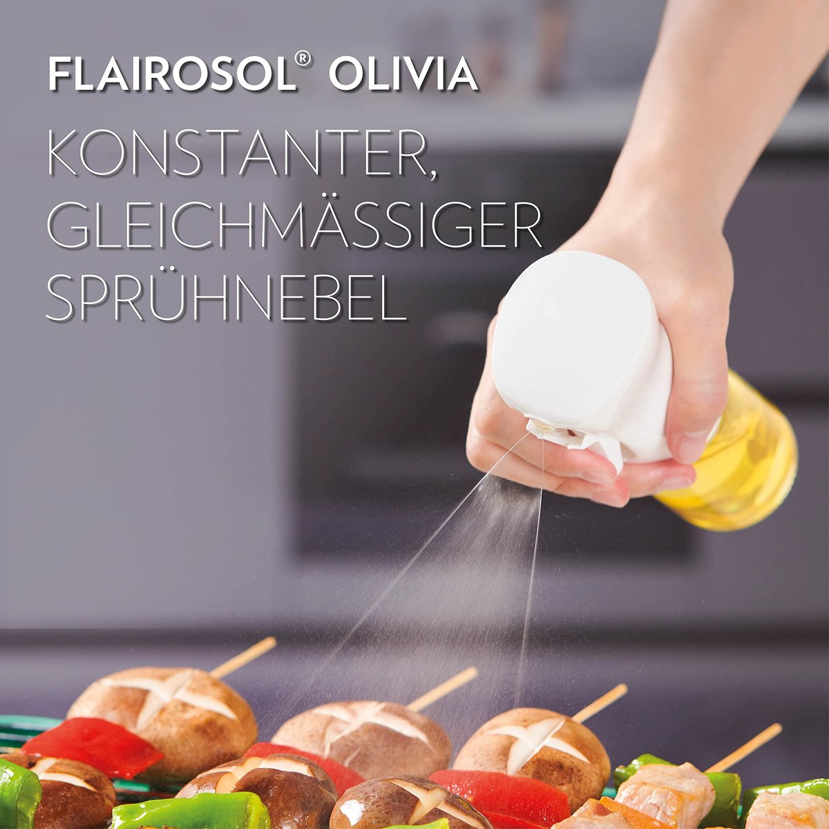 FLAIROSOL OLIVIA 200ml glazen olieverstuiver - Continue olieverstuivingstechnologie met portiecontrole - Veelzijdige olieverstuiver voor koken, salades, grillen, bakken en andere scenario's (groen FLAIROSOL OLIVIA 200ml glazen olieverstuiver - Continue olieverstuivingstechnologie met portiecontrole - Veelzijdige olieverstuiver voor koken, salades, grillen, bakken en andere scenario's (groen
