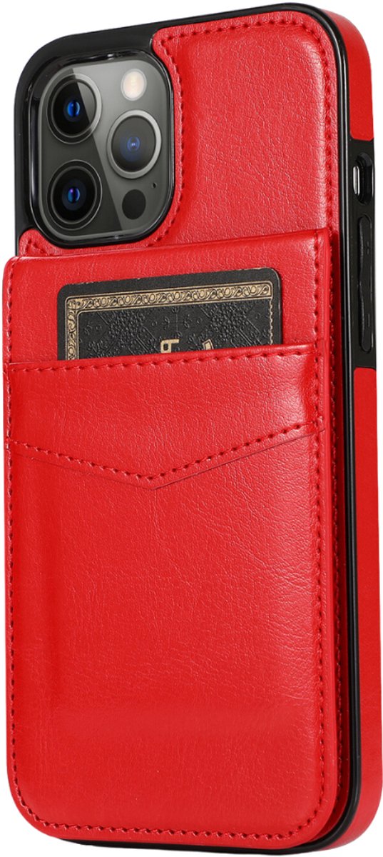 Hoesje geschikt voor iPhone 17 Air - Backcover - Pasjeshouder - Portemonnee - Kunstleer - Rood