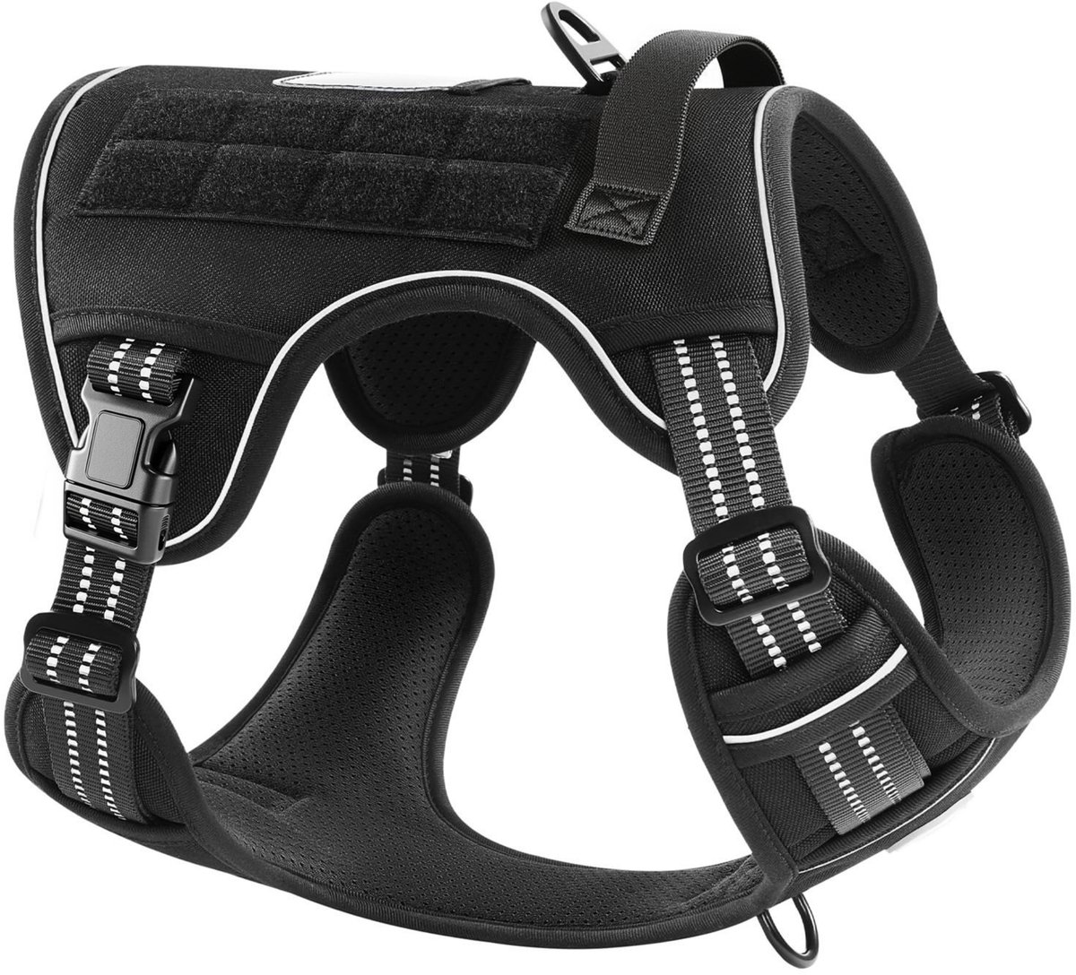 JAXY - Hondentuig Anti Trek - Y Tuig Hond - Harnas Hond - Hondenharnas - K9 Hondentuig - Hondentuig Grote Hond - Zwart - Maat XL