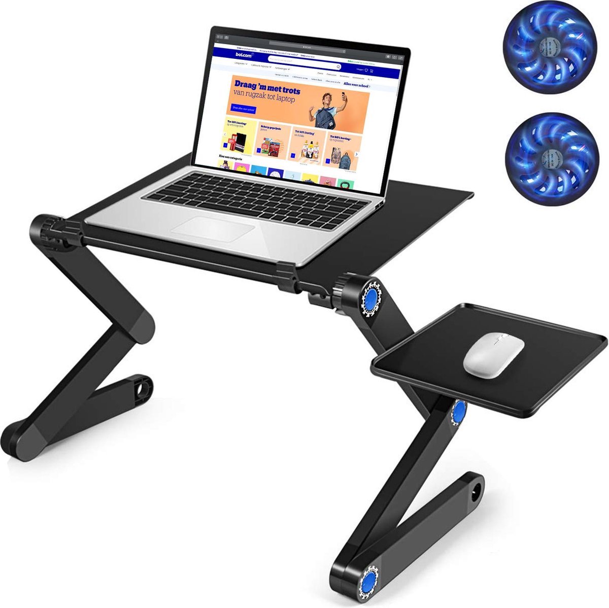 Premium Laptop Standaard incl. Koelventilator – Opvouwbaar & Verstelbaar – Notebook & Tablet